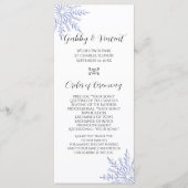 Blue Snowflake over White Winter Wedding Programme Programma (Voorkant)