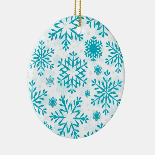 Blue Snowflake Pattern Ceramic Christmas Ornament (Rechts)
