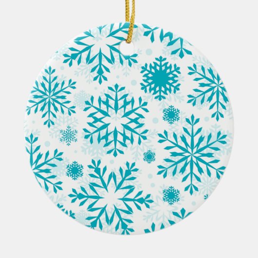 Blue Snowflake Pattern Ceramic Christmas Ornament (Voorkant)