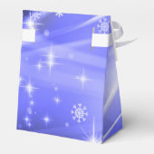 Blue Snowflake Pattern kerstvierkant Bedankdoosjes (Achterkant)