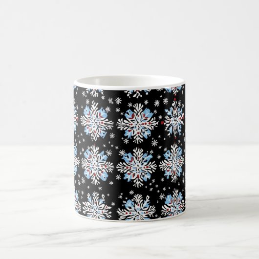 Blue Snowflake Pattern Koffiemok (Center)