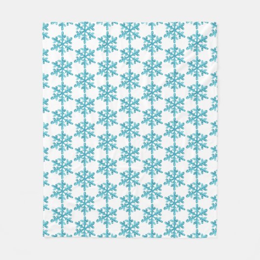 Blue Snowflake Pattern Modern Winter Fleece Deken (Voorkant)