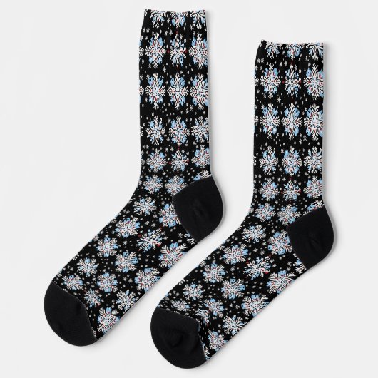 Blue Snowflake Pattern Sokken (Links)
