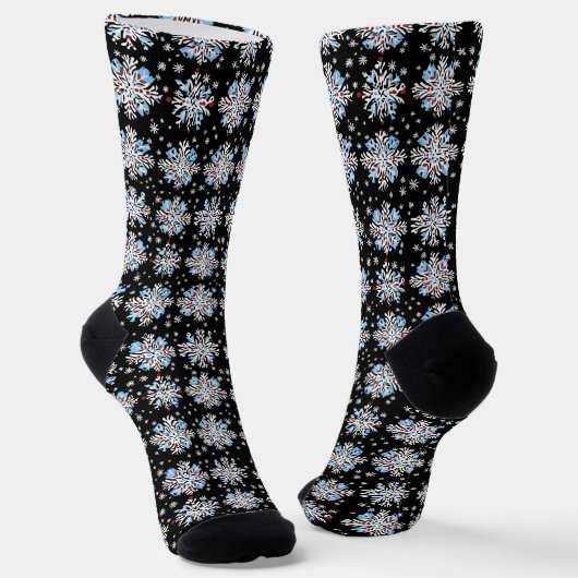 Blue Snowflake Pattern Sokken (Gebogen)
