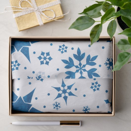 Blue Snowflake Pattern Tissuepapier (Geschenk)