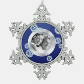 Blue Snowflake Photo Template Kerstmis Tin Sneeuwvlok Ornament (Voorkant)