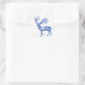 Blue Snowflake Reindekerst Vierkante Sticker (Tas)