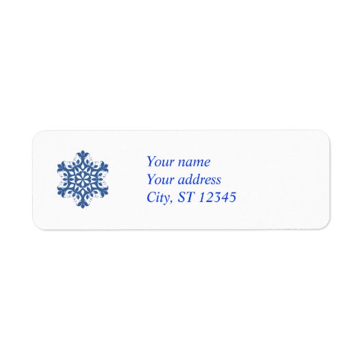 Blue Snowflake Return Address Label (Voorkant)