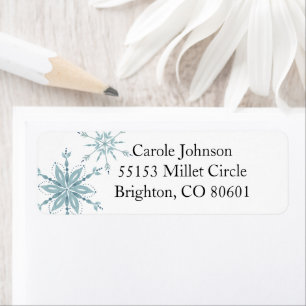 Blue Snowflake Return Address Label