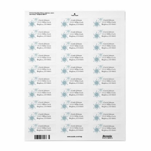Blue Snowflake Return Address Label (Full Sheet)