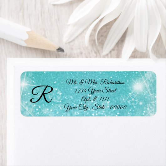 Blue Snowflake Return Address Labels (Insitu)