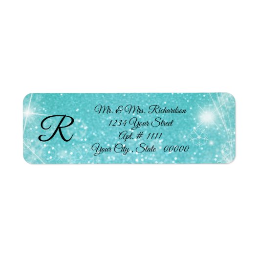 Blue Snowflake Return Address Labels (Voorkant)