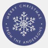 Blue Snowflake Ronde Sticker (Voorkant)