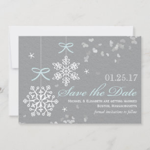 Blue Snowflake Save the Date Cards