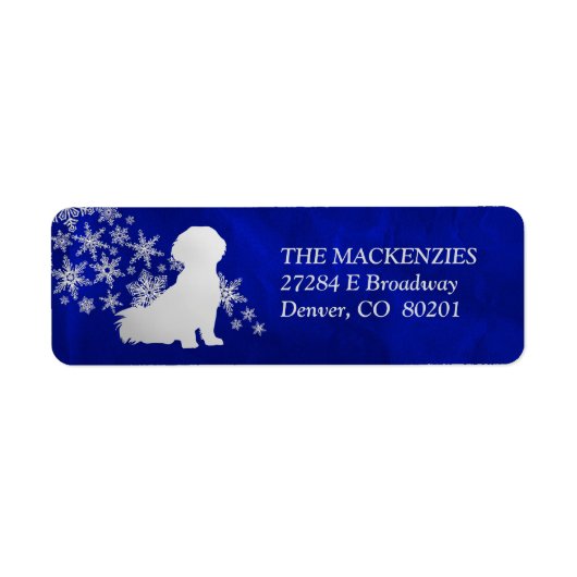 Blue Snowflake Shih Tzu Return Address Etiket (Voorkant)