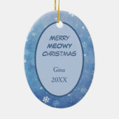 Blue Snowflake Siamese Cat Kerstmis Keramisch Ornament (Achterkant)