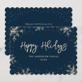 Blue Snowflake Snow Winter Feestdagenkaart (Voorkant / Achterkant)
