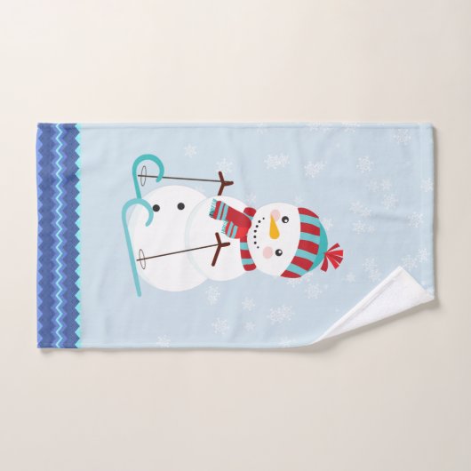Blue Snowflake Snowmen Kerstbadhanddoeken Bad Handdoek (Handdoek)
