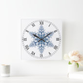 Blue Snowflake Square Roman Nummerklok Vierkante Klok (Huis)