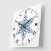 Blue Snowflake Square Roman Nummerklok Vierkante Klok (Hoek)