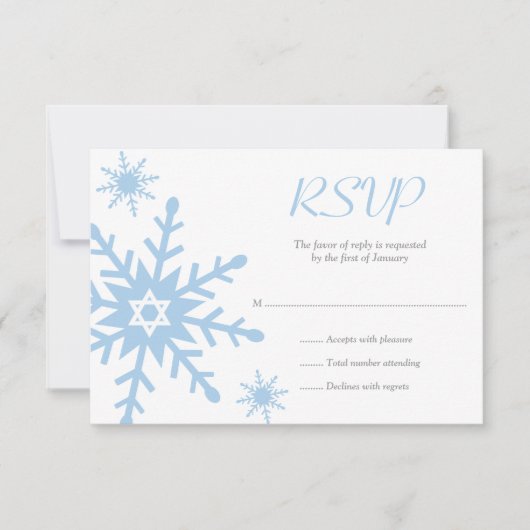 Blue Snowflake Star de David Bat mitzvah RSVP (Devant)