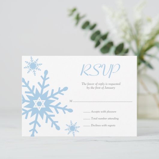 Blue Snowflake Star de David Bat mitzvah RSVP (Debout devant)