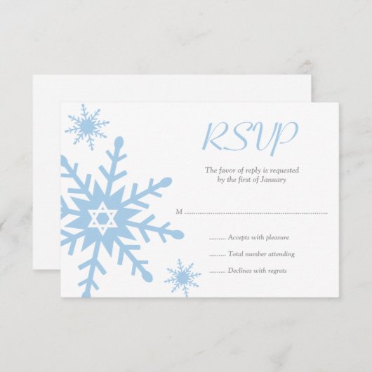 Blue Snowflake Star de David Bat mitzvah RSVP (Devant / Derrière)