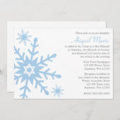 Blue Snowflake Star van David Bat Mitzvah Kaart (Voorkant / Achterkant)