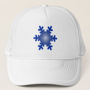 Blue Snowflake Starburst op White Trucker Pet