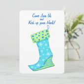 Blue Snowflake Stocking kerst Kaart (Staand voorkant)