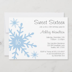 Blue Snowflake Sweet 16 hiver Invitation d'anniver