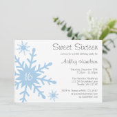 Blue Snowflake Sweet 16 hiver Invitation d'anniver (Debout devant)