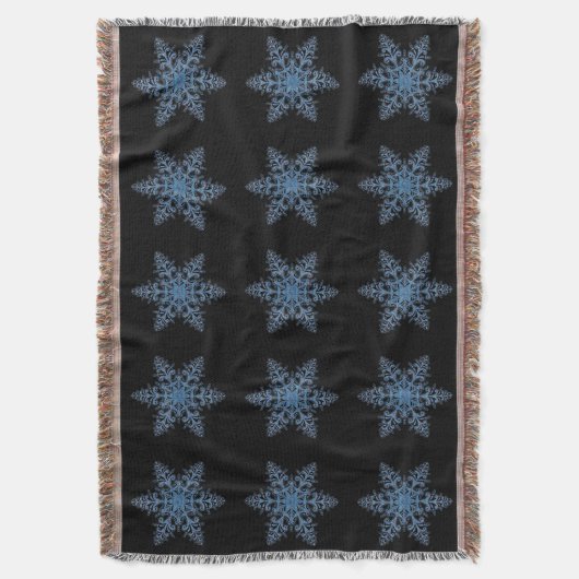 Blue Snowflake Throw Blanket Deken (Voorkant Verticaal)