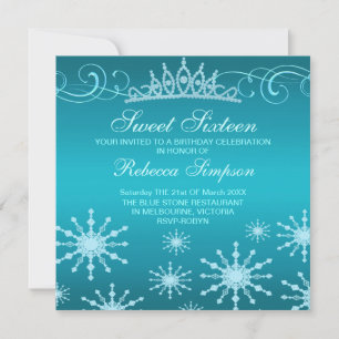 Blue Snowflake & Tiara Design Invitation Anniversa