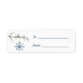 Blue Snowflake Tree Christmas Etiket (Voorkant)