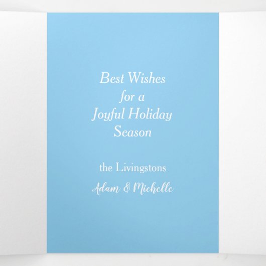 Blue Snowflake Two Photo Pas getrouwd Holiday Trif Drieluik Wenskaart (Binnenkant midden)