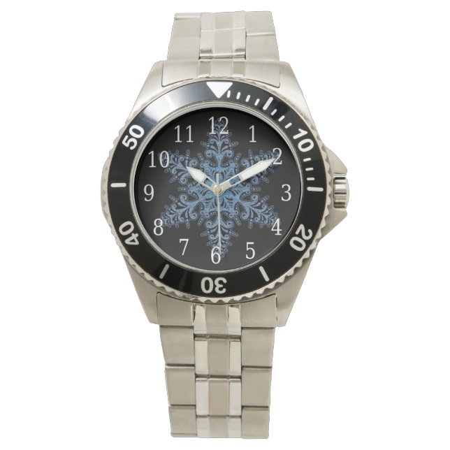 Blue Snowflake Watch Horloge (Voorkant)