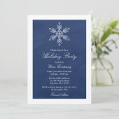 Blue Snowflake Waterverf Holiday Party Kaart (Staand voorkant)