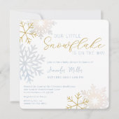 Blue Snowflake Winter Baby shower Invitation Kaart (Voorkant)