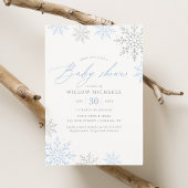 Blue Snowflake Winter Boy Baby shower Kaart