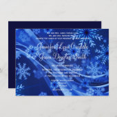 Blue Snowflake Winter Kerstbruiloft Uitnodiging (Voorkant / Achterkant)