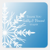 Blue Snowflake Winter Weddenschap Vierkante Sticker (Voorkant)