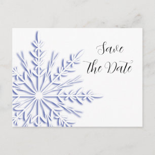 Blue Snowflake Winter Wedding Save the Date Aankondigingskaart