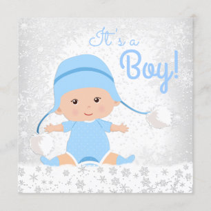 Blue Snowflake Winter Wonderland Baby shower Kaart