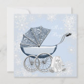 Blue Snowflake Winter Wonderland Baby shower Kaart (Voorkant)