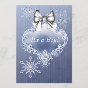 Blue Snowflake Winter Wonderland Baby shower Kaart