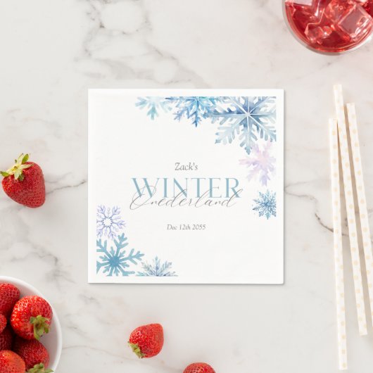 Blue Snowflake Winter Wonderland First Birthday Servet (Insitu)