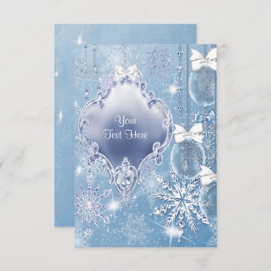 Blue Snowflake Winter Wonderland RSVP (Devant / Derrière)