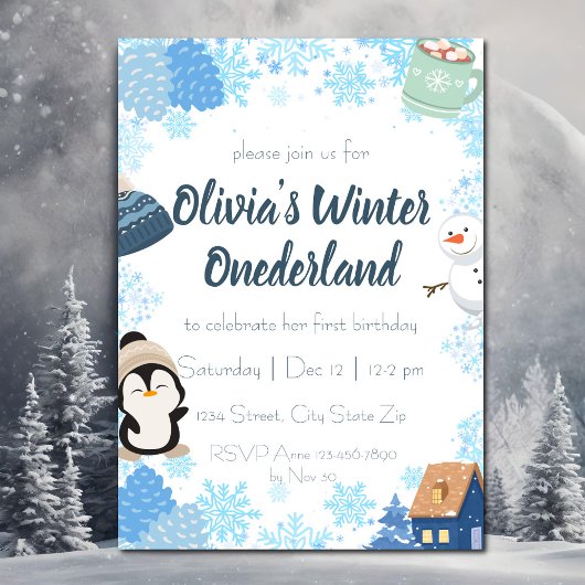 Blue Snowflake Winter Wonderland Verjaardag Kaart