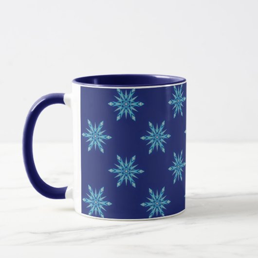 Blue Snowflakes Art Mug Cup (Gauche)
